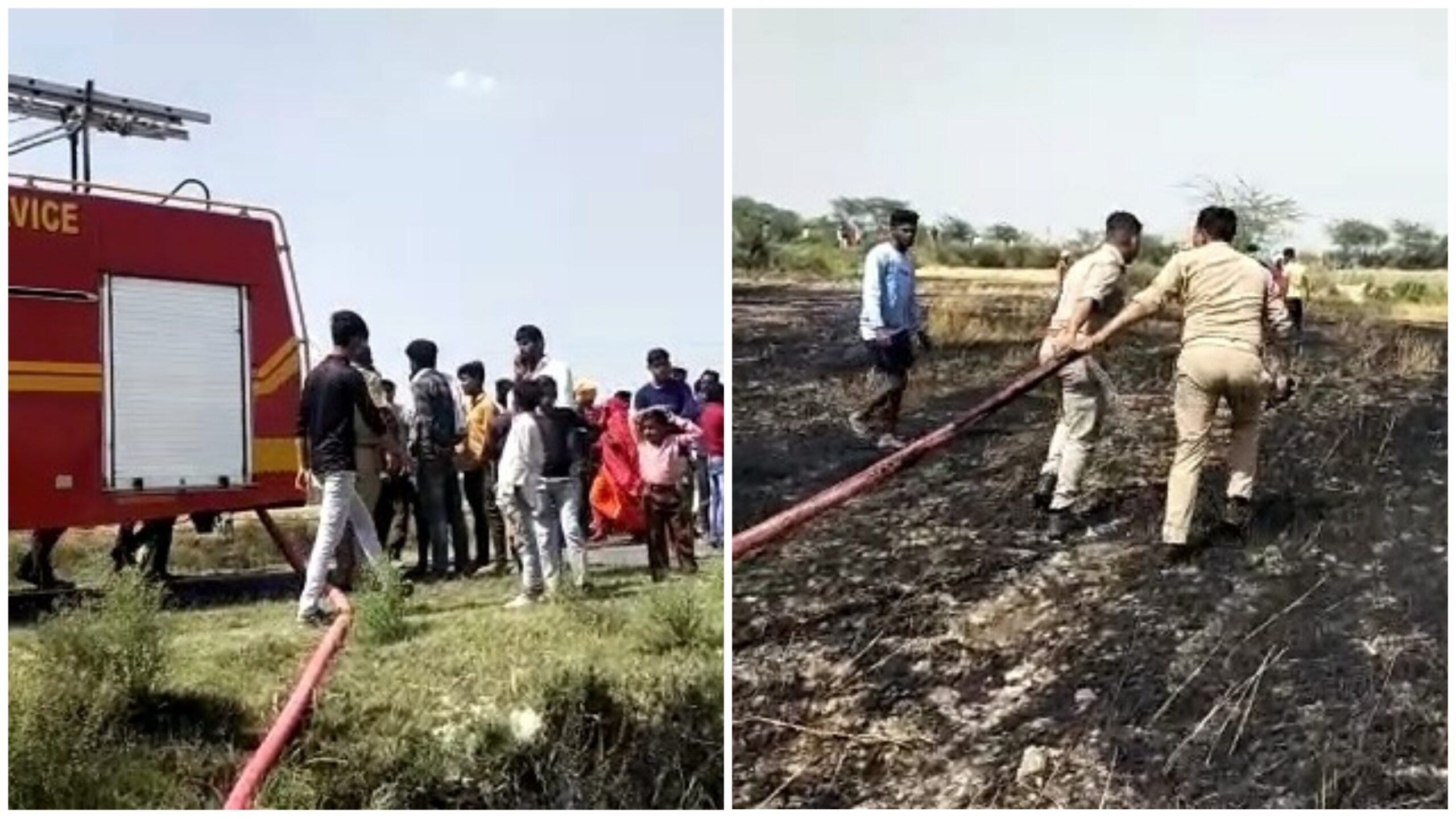Etawah News: Fire broke out in ripe wheat crop, 300 bighas of crop reduced to ashes