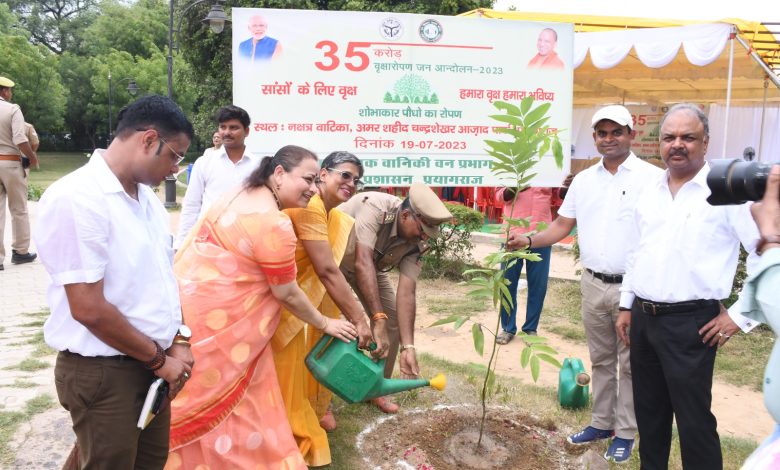 Prayagraj News :आजाद पार्क प्रयागराज के अंतर्गत नक्षत्र वाटिका परिसर में उच्च न्यायालय के मा0 न्यायाधीशों के परिवारों द्वारा वन महोत्सव मनाया गया