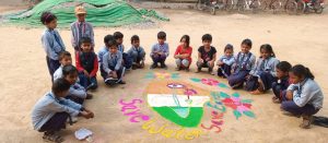 Ambedkar Nagar: News Students displayed their skills by participating in the Rangoli competition on Diwali festival.