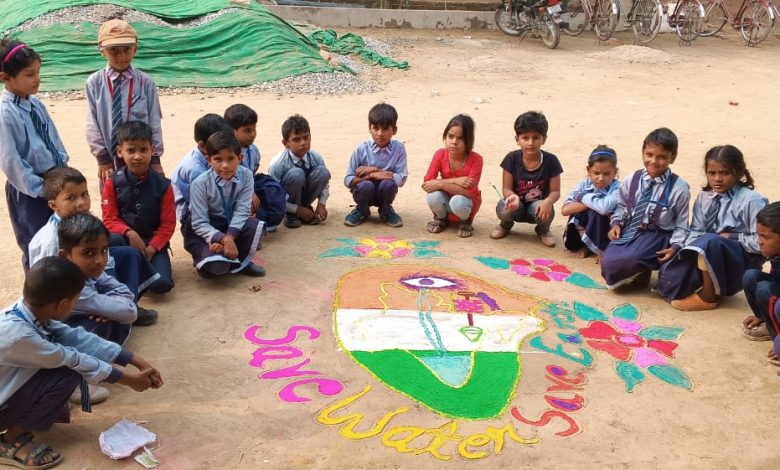 Ambedkar Nagar: News Students displayed their skills by participating in the Rangoli competition on Diwali festival.