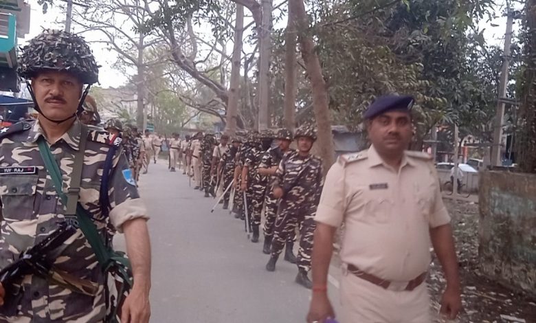Bihar News-राजापाकर थाना क्षेत्र में होली पर्व को लेकर निकाला फ्लैग मार्च