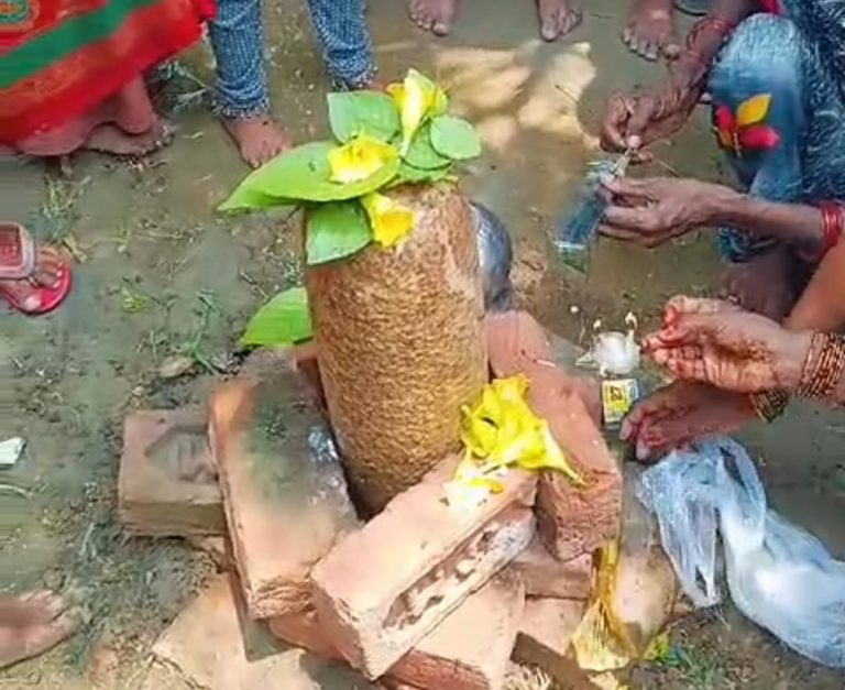 Agra News: Shivling found in the field becomes the center of faith