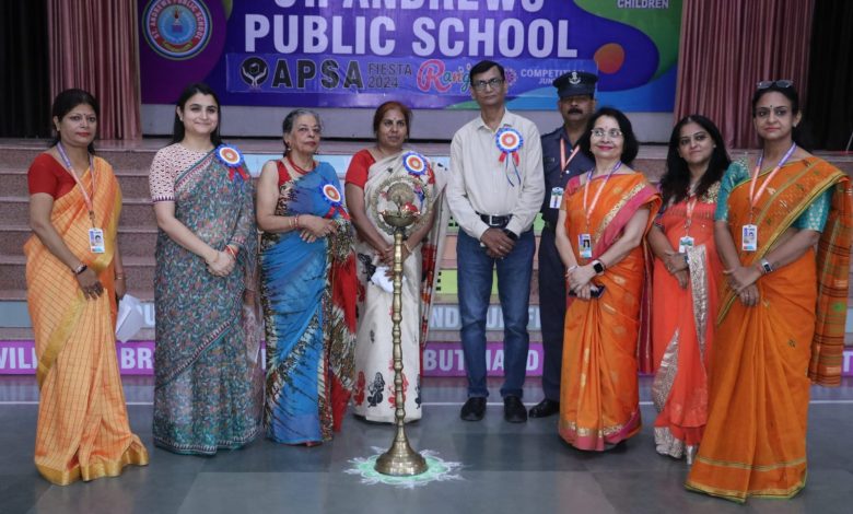 Agra News Rangoli competition organized under APSA Fiesta 2024-25 inter-school literary, sports and cultural program at St. Andrews Public School