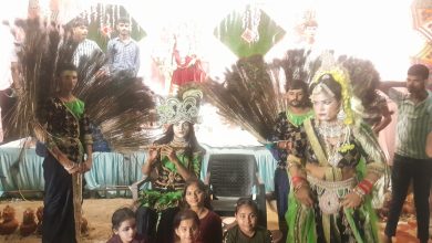 Agra News- Grand tableaus were taken out on the fourth day of Sharadiya Navratri  