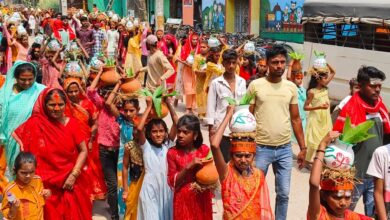 BiharNews There was an atmosphere of great enthusiasm among the devotees regarding the Pran Pratishtha in the Panchmukhi Mahavir Temple, a grand Kalash Yatra was taken out