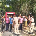 राजापाकर बाजार में आग से जली बांस की कोठी